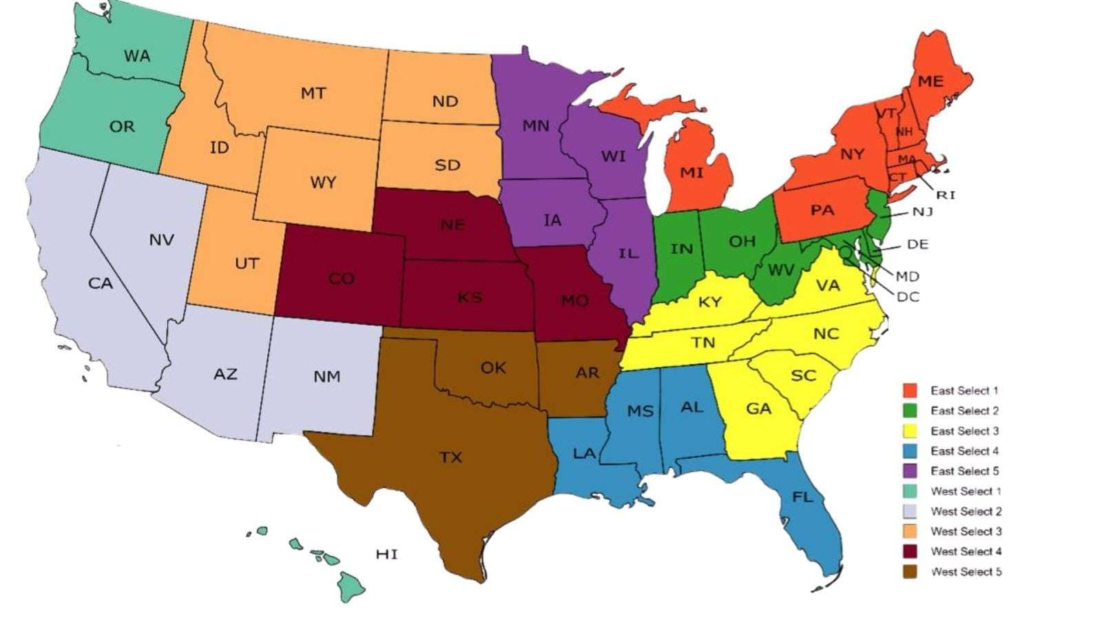 Elegir estado o region en Estados Unidos