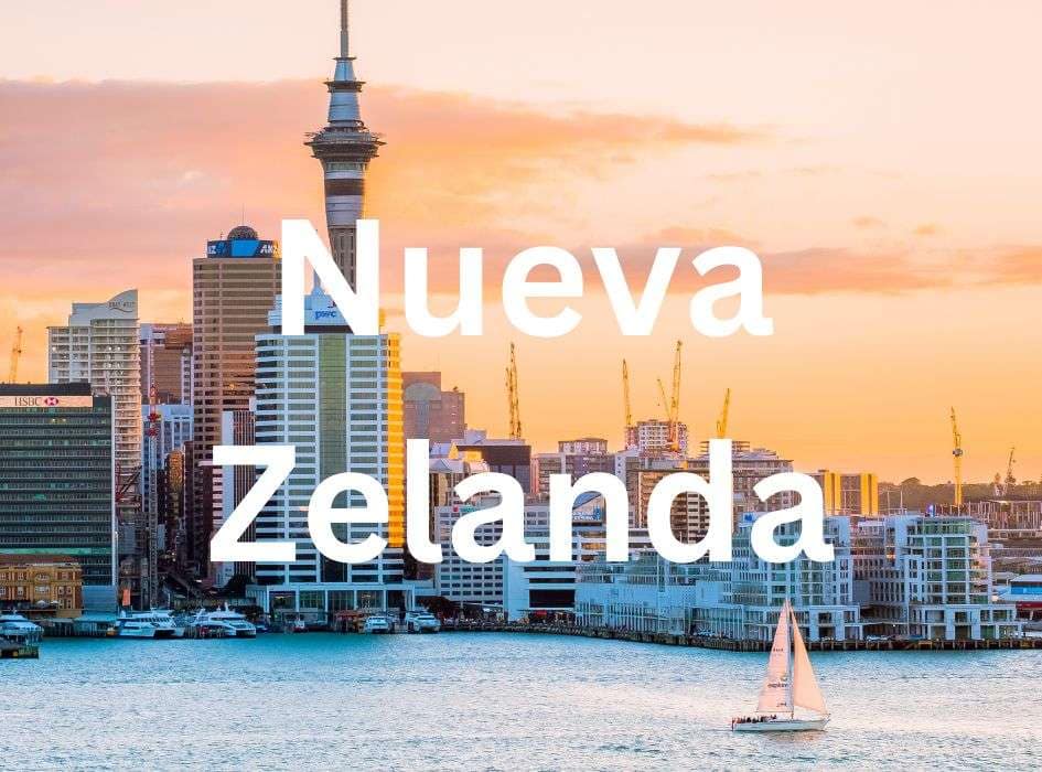 Intercambio Estidiantil Nueva Zelanda skyline de Auckland Capital de Nueva Zelanda